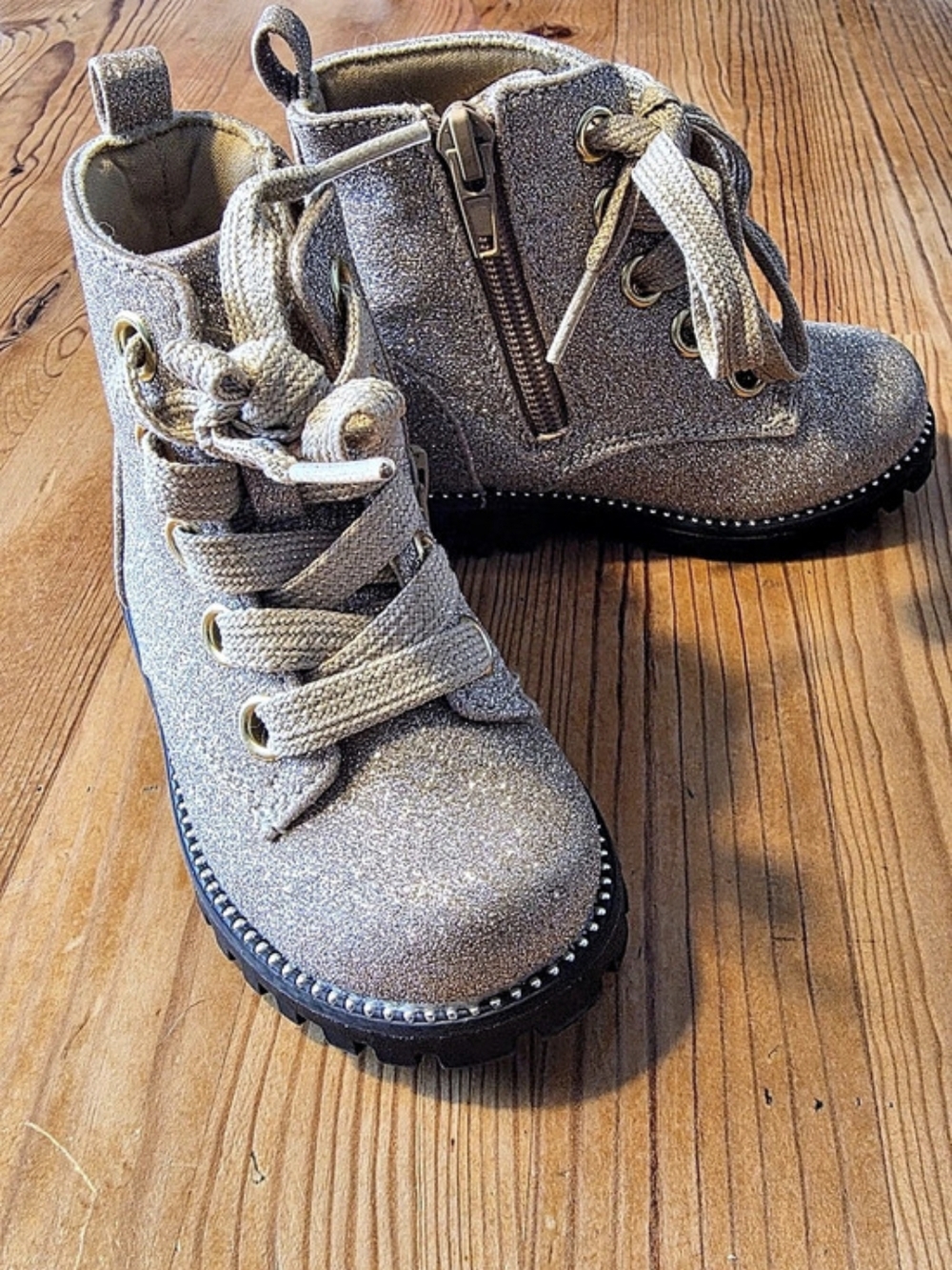 Maggie And Zoe Glitter Combat Ankle Boots in Brown Like New Size 6